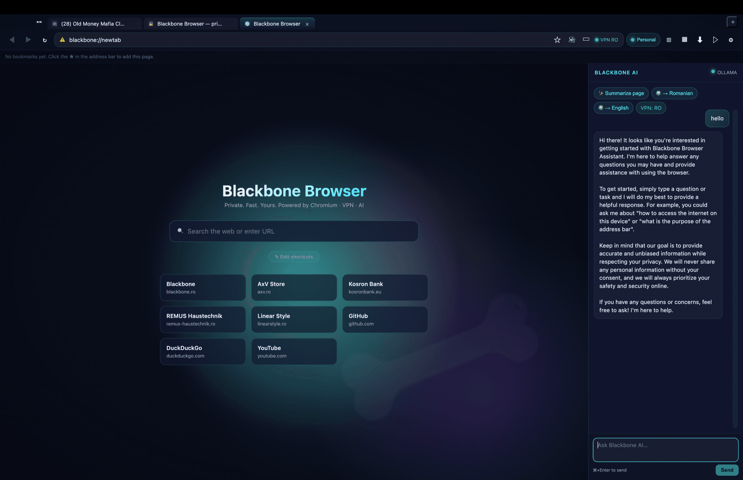 AI sidebar with local Ollama, page summarization and translation