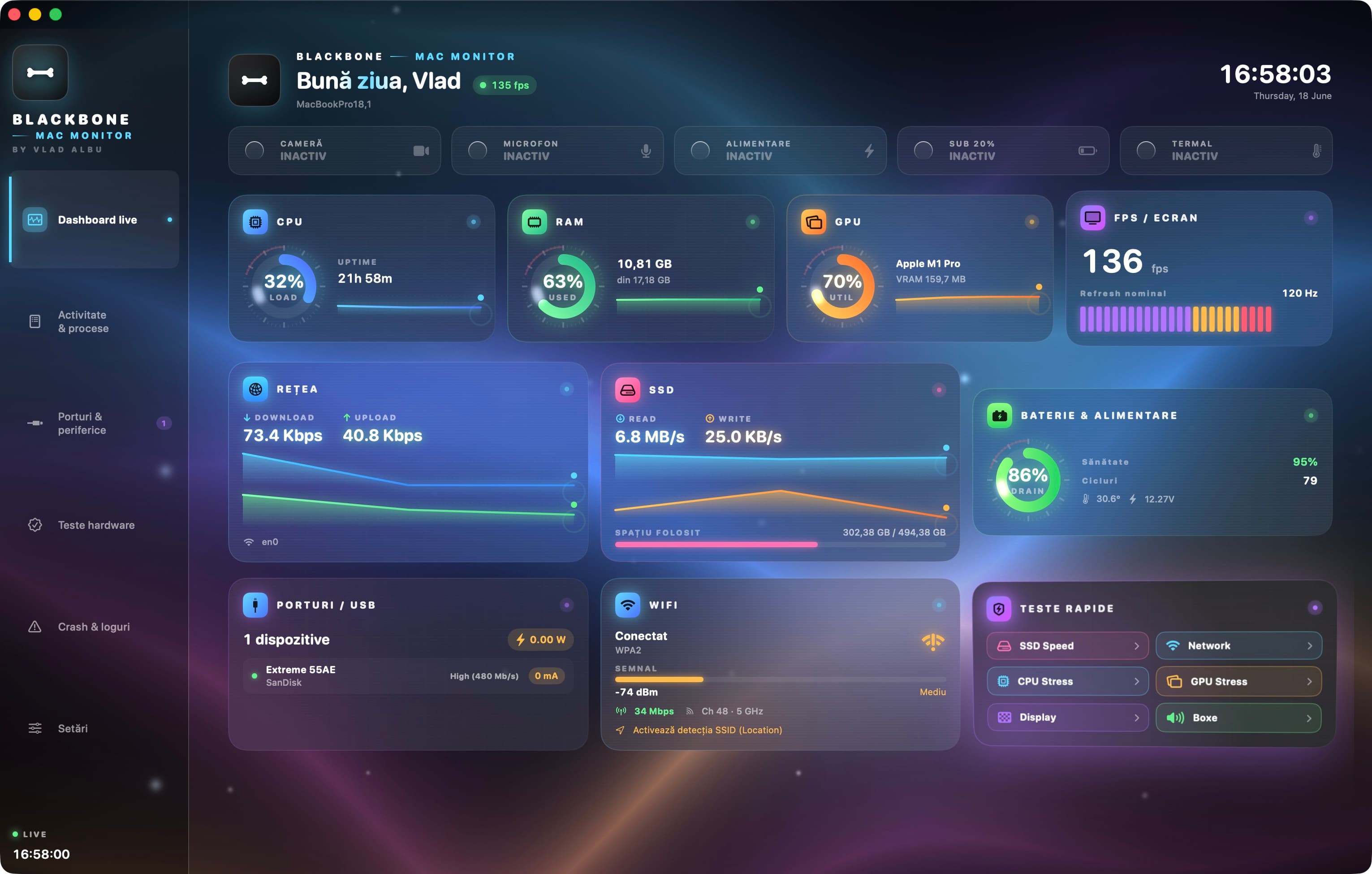 BlackBone mac Monitor — Live-Dashboard